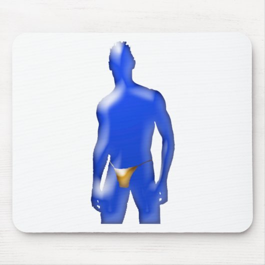 Blauer Mann in Orange Unterwäsche Mousepad (Vorne)