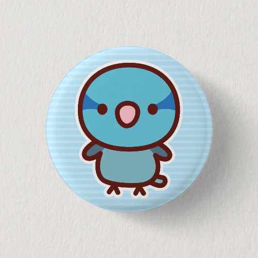 Blauer männlicher Pazifik-Sperlingspapagei Button (Vorderseite)