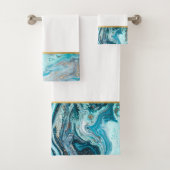 BLAUER MARBLE OCEAN SWIRL BADEZIMMER TOWEL SET (Insitu)
