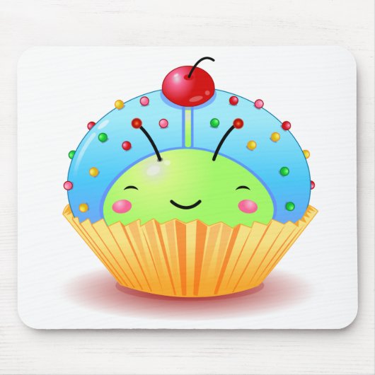 Blauer Marienkäfer-kleiner Kuchen Mousepad (Vorne)