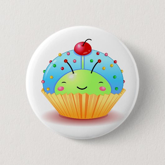Blauer Marienkäfer-Kuchen-Knopf Button (Vorderseite)