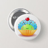 Blauer Marienkäfer-Kuchen-Knopf Button (Vorne & Hinten)