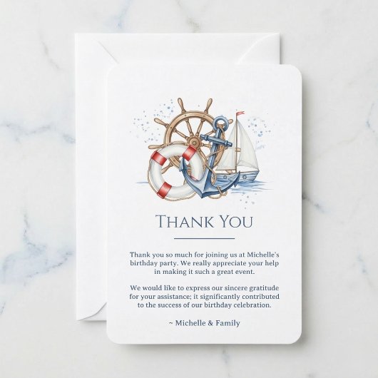 Blauer Maritimer Anker Geburtstag Dankeskarte