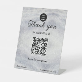 Blauer Marker Fügen Sie hier den Logo-Text Q R-Cod Sockelschild