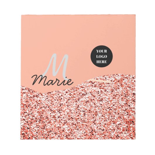 Blauer Marker Logo-Text hinzufügen Dank Rabatt Notizblock (Vorderseite)