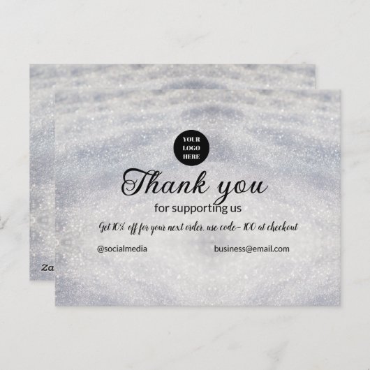 Blauer Marker Logo-Text hinzufügen Dank Rabatt Postkarte (Vorne/Hinten)