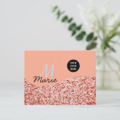 Blauer Marker Logo-Text hinzufügen Dank Rabatt Postkarte (Stehend Vorderseite)