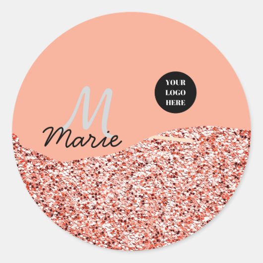 Blauer Marker Logo-Text hinzufügen Dank Rabatt Runder Aufkleber (Vorderseite)