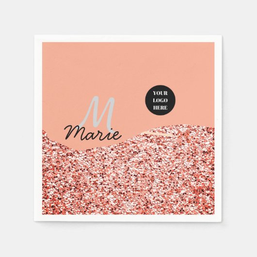 Blauer Marker Logo-Text hinzufügen Dank Rabatt Serviette (Vorderseite)