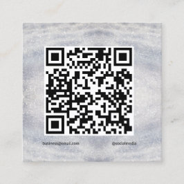 Blauer Marker Logo-Text Q R-Code hier hinzufügen Quadratische Visitenkarte