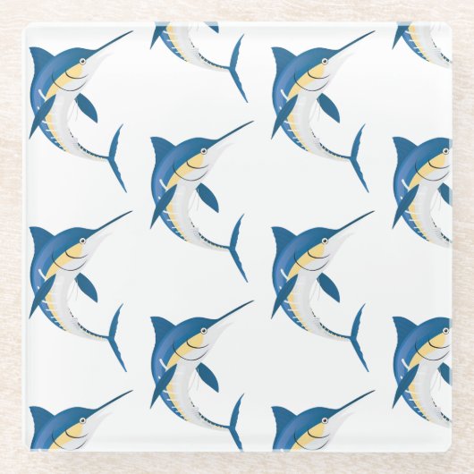 Blauer Marlin 2  Glasuntersetzer (Vorderseite)