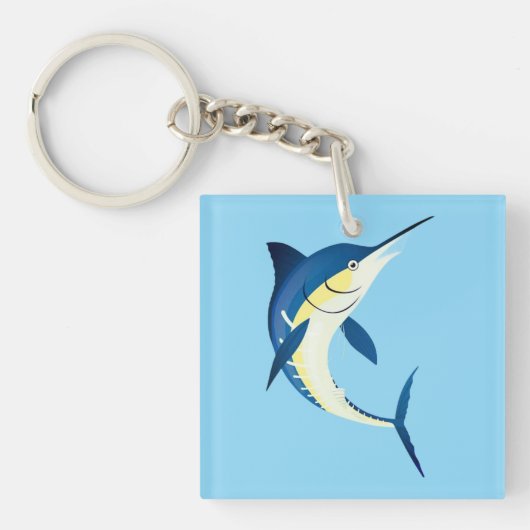 Blauer Marlin-Acrylschlüsselanhänger Schlüsselanhänger (Vorderseite)