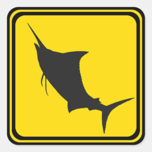 Blauer Marlin Crossing! Quadratischer Aufkleber