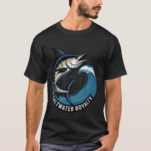Blauer Marlin Deep Blue – Blauer Marlin surft auf T-Shirt (Vorderseite)