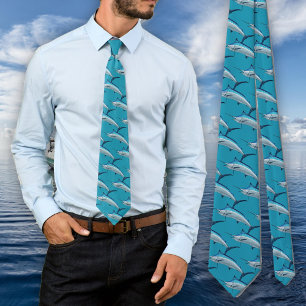 Blauer Marlin-Fischmuster Fischer-Novelty Krawatte