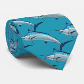 Blauer Marlin-Fischmuster Fischer-Novelty Krawatte (Gerollt)
