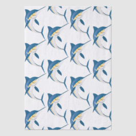 Blauer Marlin-Muster Seidenpapier