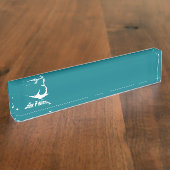 Blauer Marlin Namensplakette (Seite)