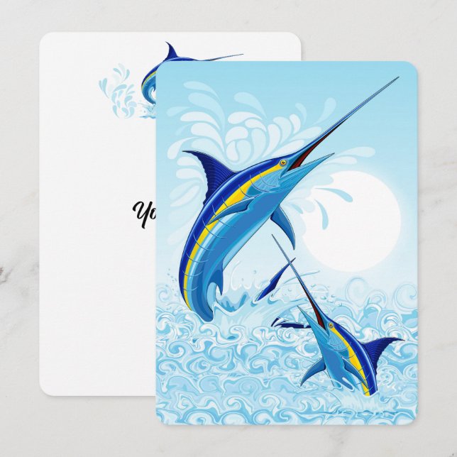 Blauer Marlin springt aus dem Ozean (Vorne/Hinten)