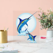 Blauer Marlin springt aus dem Ozean Acrylschild (Hochzeit)
