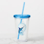Blauer Marlin springt aus dem Ozean Acryltrinkbecher (Rückseite)