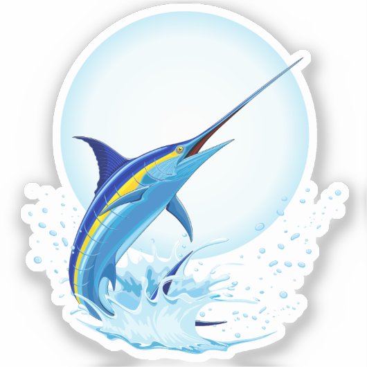 Blauer Marlin springt aus dem Ozean Aufkleber (Vorderseite)