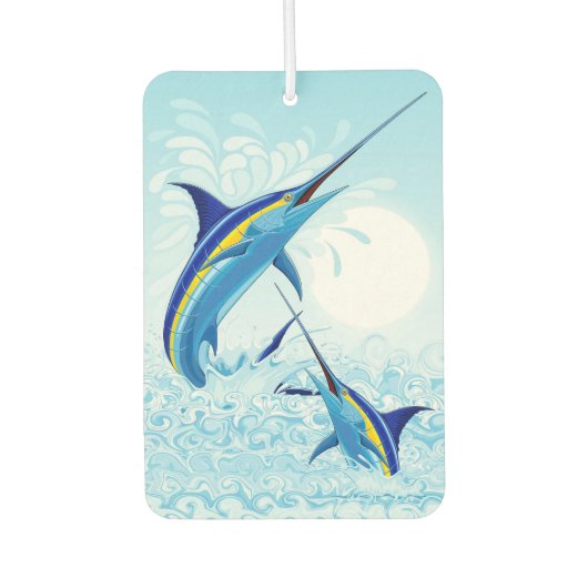 Blauer Marlin springt aus dem Ozean Autolufterfrischer (Vorderseite)