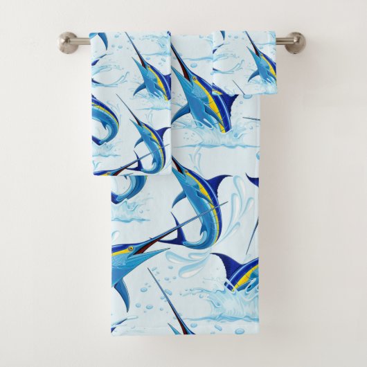 Blauer Marlin springt aus dem Ozean Badhandtuch Set (Insitu)