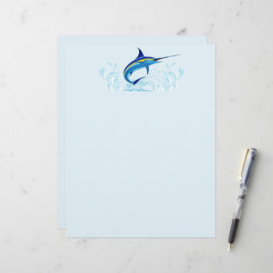 Blauer Marlin springt aus dem Ozean Briefbogen