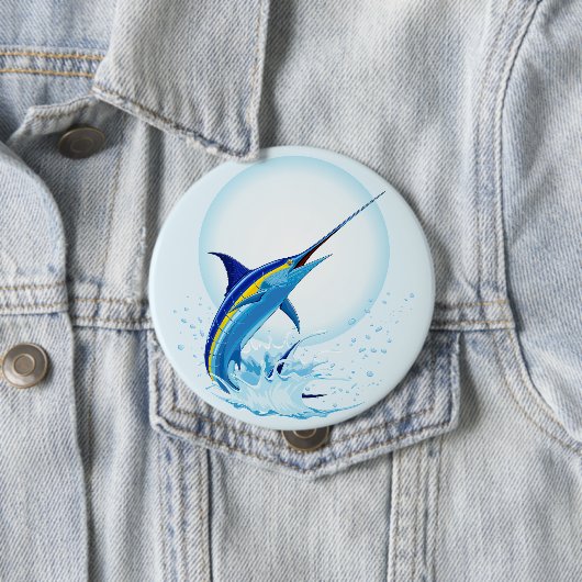 Blauer Marlin springt aus dem Ozean Button (Beispiel)