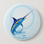 Blauer Marlin springt aus dem Ozean Button (Vorderseite)