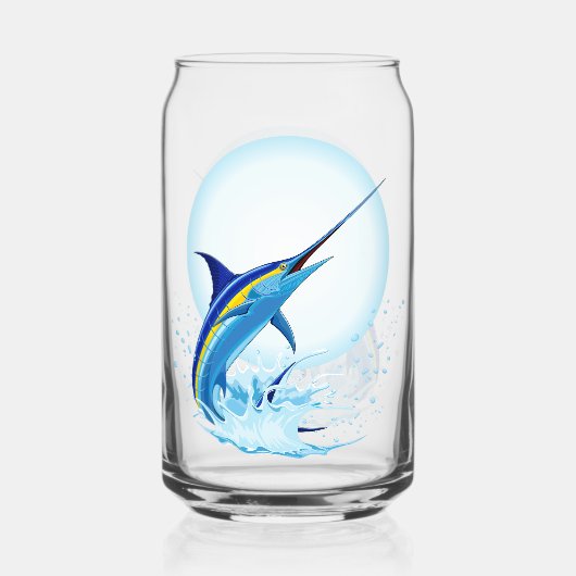 Blauer Marlin springt aus dem Ozean Dosenglas (Vorderseite)