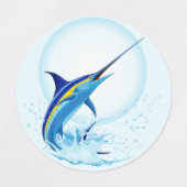 Blauer Marlin springt aus dem Ozean Etiketten (Design 1)