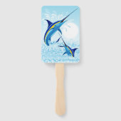 Blauer Marlin springt aus dem Ozean Fächer (Rückseite)