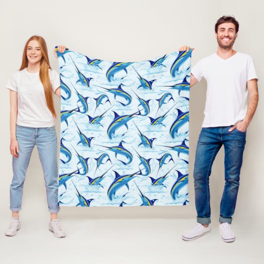 Blauer Marlin springt aus dem Ozean Fleecedecke (Beispiel)