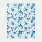 Blauer Marlin springt aus dem Ozean Fleecedecke (Vorderseite)
