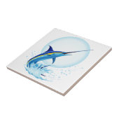 Blauer Marlin springt aus dem Ozean Fliese (Seite)
