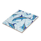 Blauer Marlin springt aus dem Ozean Fliese (Seite)