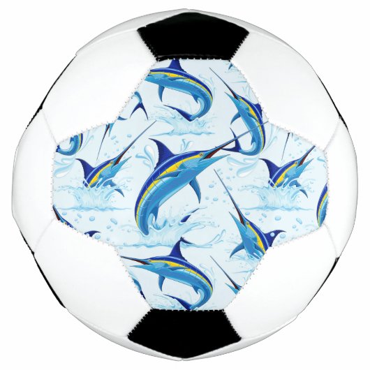 Blauer Marlin springt aus dem Ozean Fußball (Vorderseite)