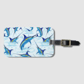 Blauer Marlin springt aus dem Ozean Gepäckanhänger (Vorderseite (Horizontal))