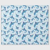 Blauer Marlin springt aus dem Ozean Geschenkpapier (Flach)