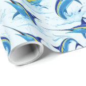 Blauer Marlin springt aus dem Ozean Geschenkpapier (Rolleneckpunkt)