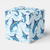 Blauer Marlin springt aus dem Ozean Geschenkschachtel (Rückseite)