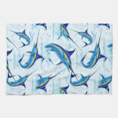 Blauer Marlin springt aus dem Ozean Geschirrtuch (Horizontal)