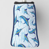 Blauer Marlin springt aus dem Ozean Golf Headcover (Rotieren 90)