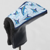 Blauer Marlin springt aus dem Ozean Golf Headcover (3/4 Vorderseite)