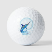 Blauer Marlin springt aus dem Ozean Golfball (Vorderseite)