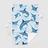 Blauer Marlin springt aus dem Ozean Golfhandtuch (Insitu)