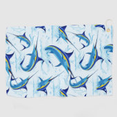 Blauer Marlin springt aus dem Ozean Golfhandtuch (Horizontal)