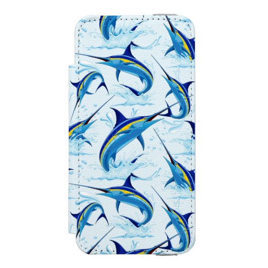 Blauer Marlin springt aus dem Ozean Incipio iPhone Geldbeutel-Hülle (Folio Vorderseite)